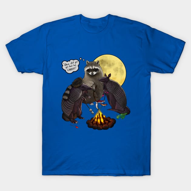 Where Did You Get That Hat, Larry?! Raccoon & Armadillo Comic T-Shirt by Ashley D Wilson